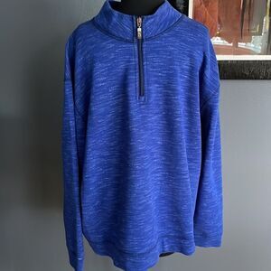 Paradise Collection marled blue/white 1/4 zip waffle weave lining sweatshirt XXL